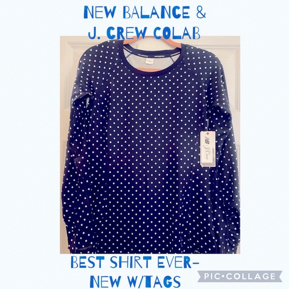 New Balance - J. Crew Colab! 💙🤍🙌 Long sleeve polka dot NEW - Picture 1 of 4